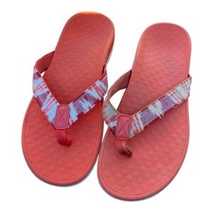Vionic tide coral orange white sequins sandals flip flops comfort 9